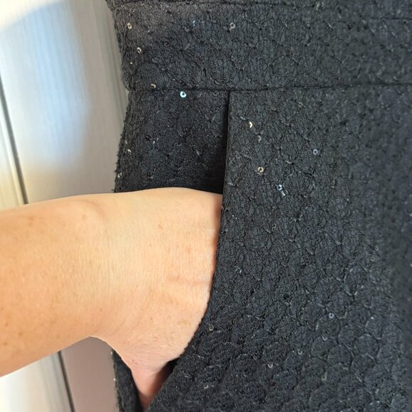 Yumi Black Textured Sequin Fit & Flare Dress - Picture 5 of 13